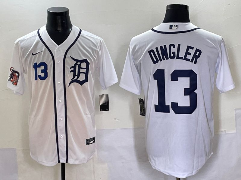 Men 2025 Detroit Tigers #13 Dingler White Game Nike MLB Jersey style 8